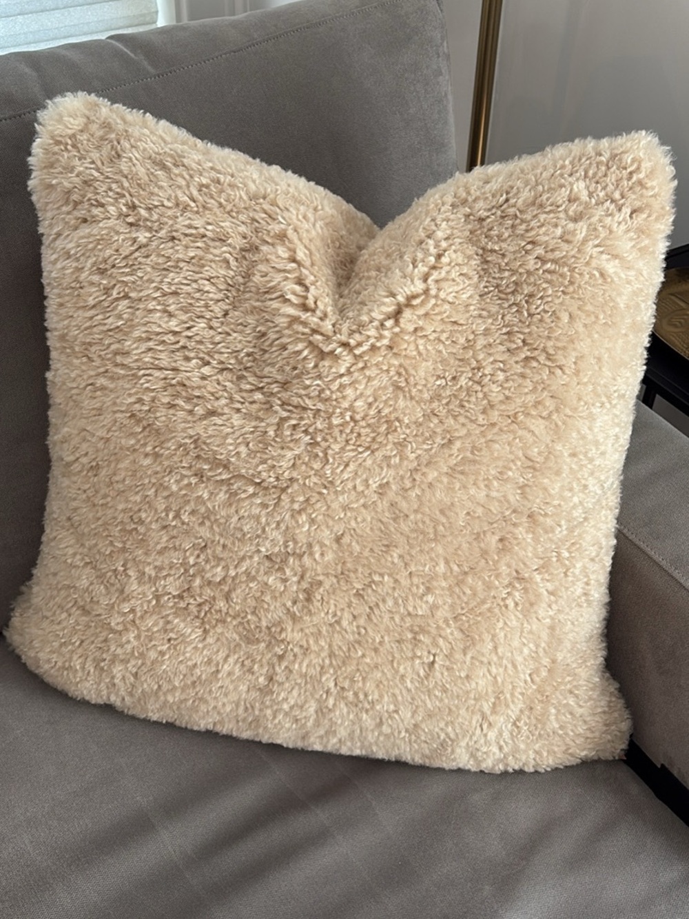 McGee & Co Shearling Throw Pillow Cover - Cream